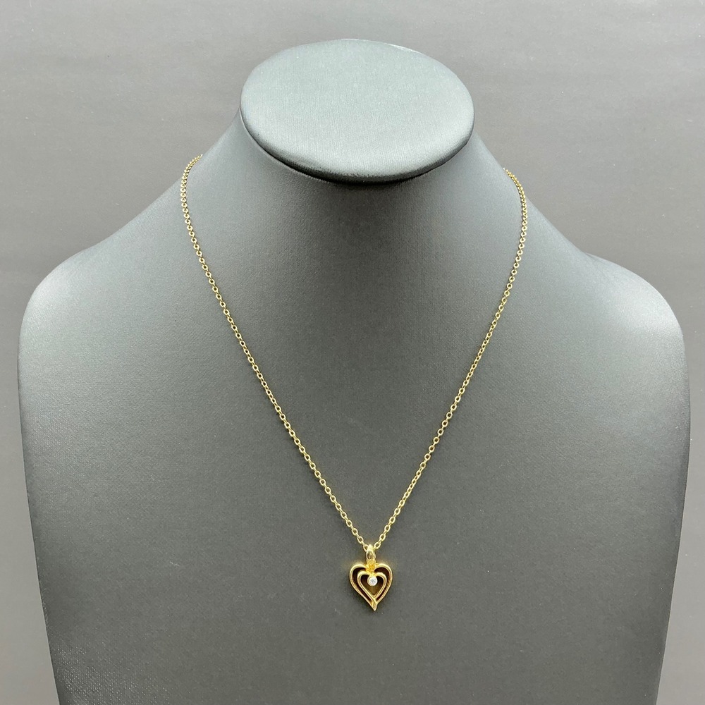 Heart Pendant Necklace Women Gold Tone Open Double Heart Dainty Everyday Jewelry